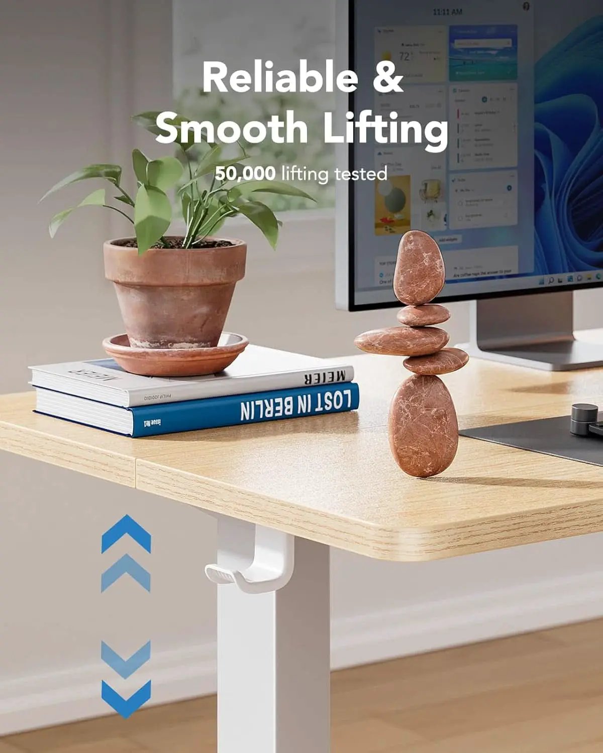 48 Inch Natural Electric Standing Desk With Memory Presets from PriceLows™