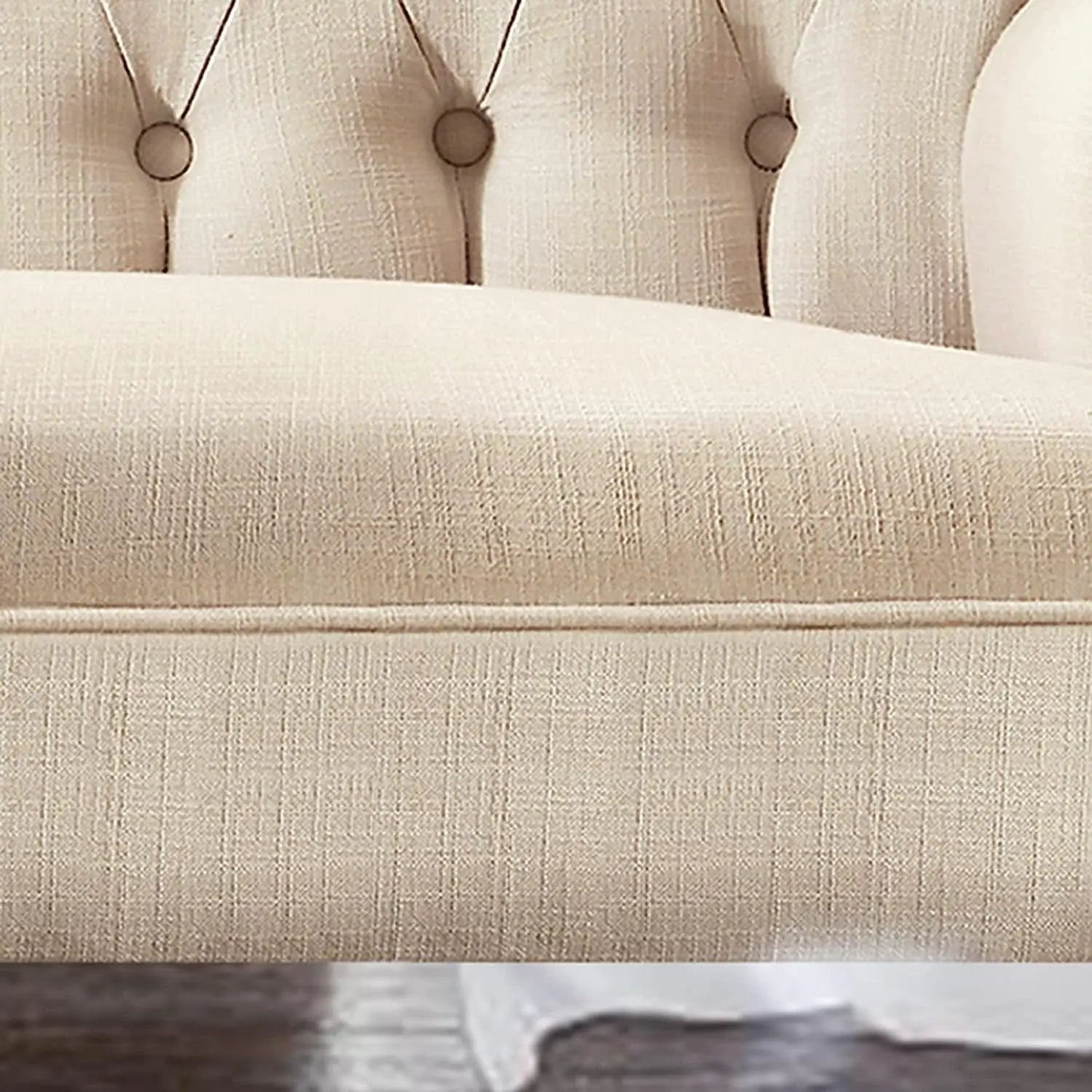 Warm Beige Tufted Linen Love Seat For Small Spaces from PriceLows™