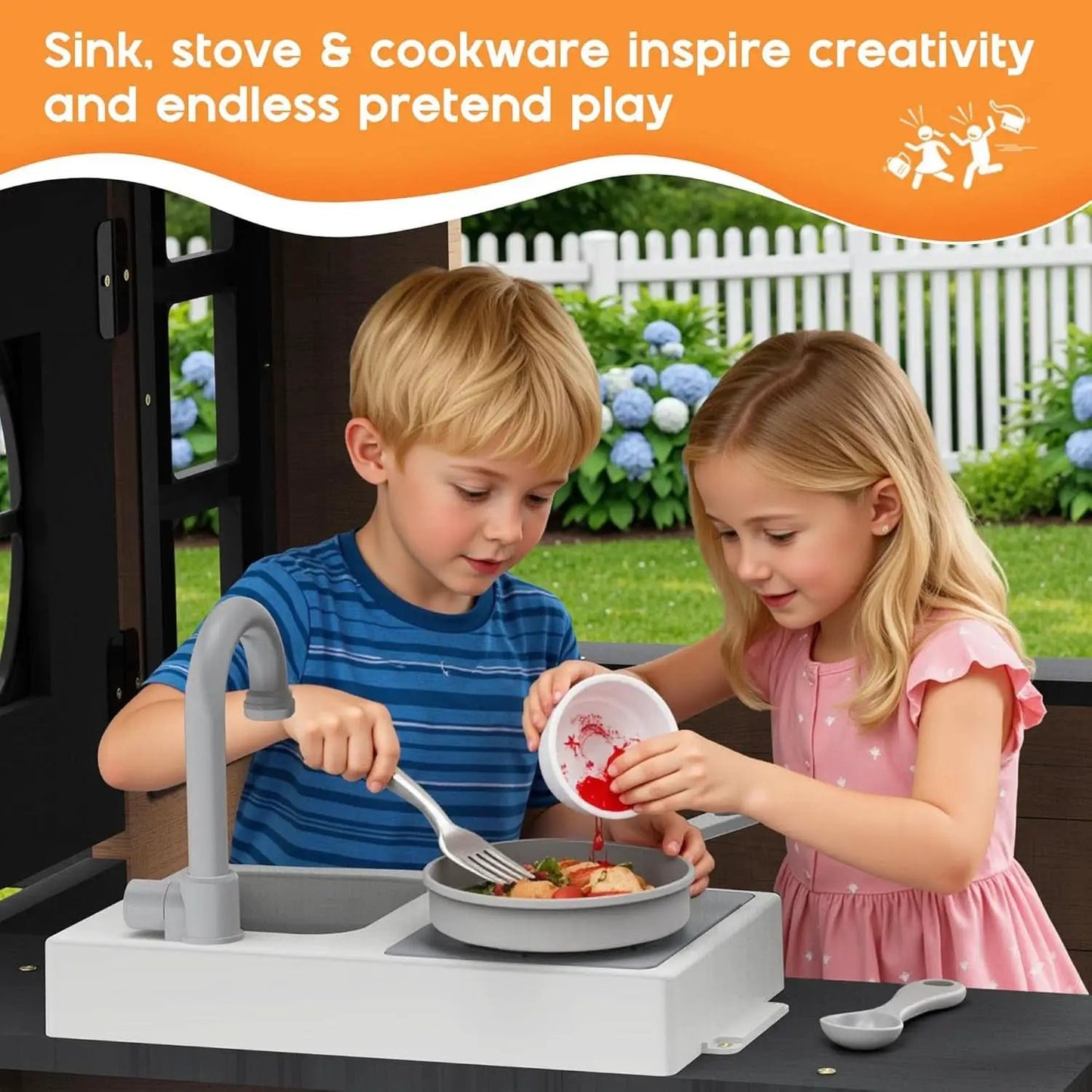Outdoor Wooden Playhouse With Kitchen Weather proof Roof from PriceLows™