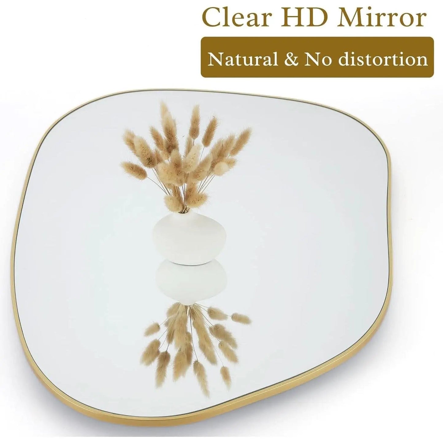 Contemporary Wall Mirror With Gold Frame 32x24 Inches for Living Room from PriceLows™