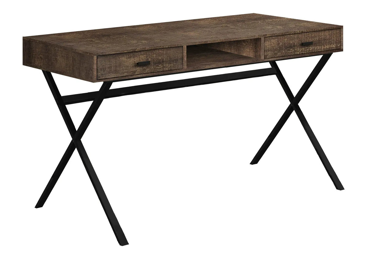 Glossy Contemporary Computer Desk | Thick Panel Tabletop | Storage Drawers | 29.25 Inch Height
