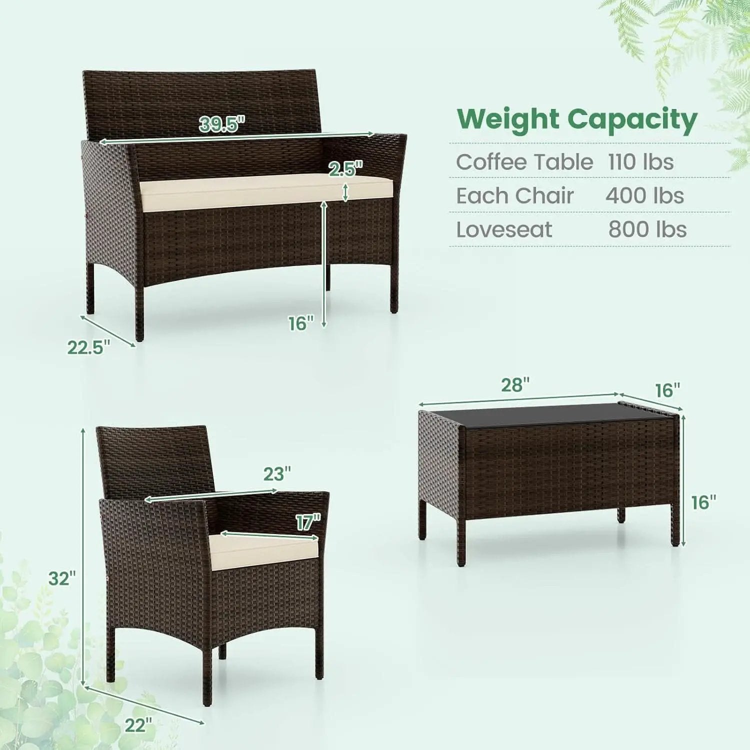 8-Piece Rattan Patio Furniture Set With Cushions from PriceLows™