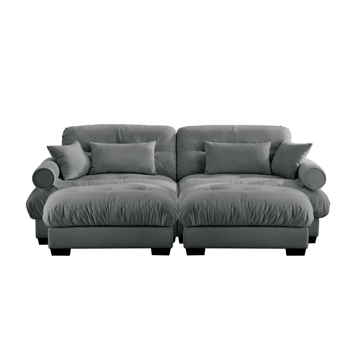 Modular Sectional Sofa | Deep Comfort Cushions | Vintage Fabric Ottoman
