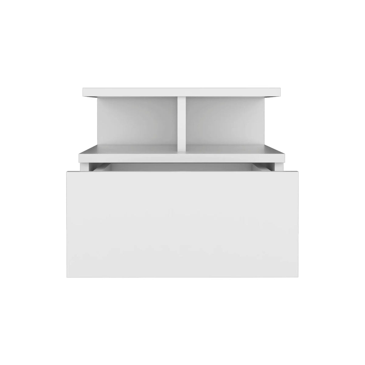 Floating Nightstand Wall Mounted | Single Drawer | Two Tier Shelf | White
