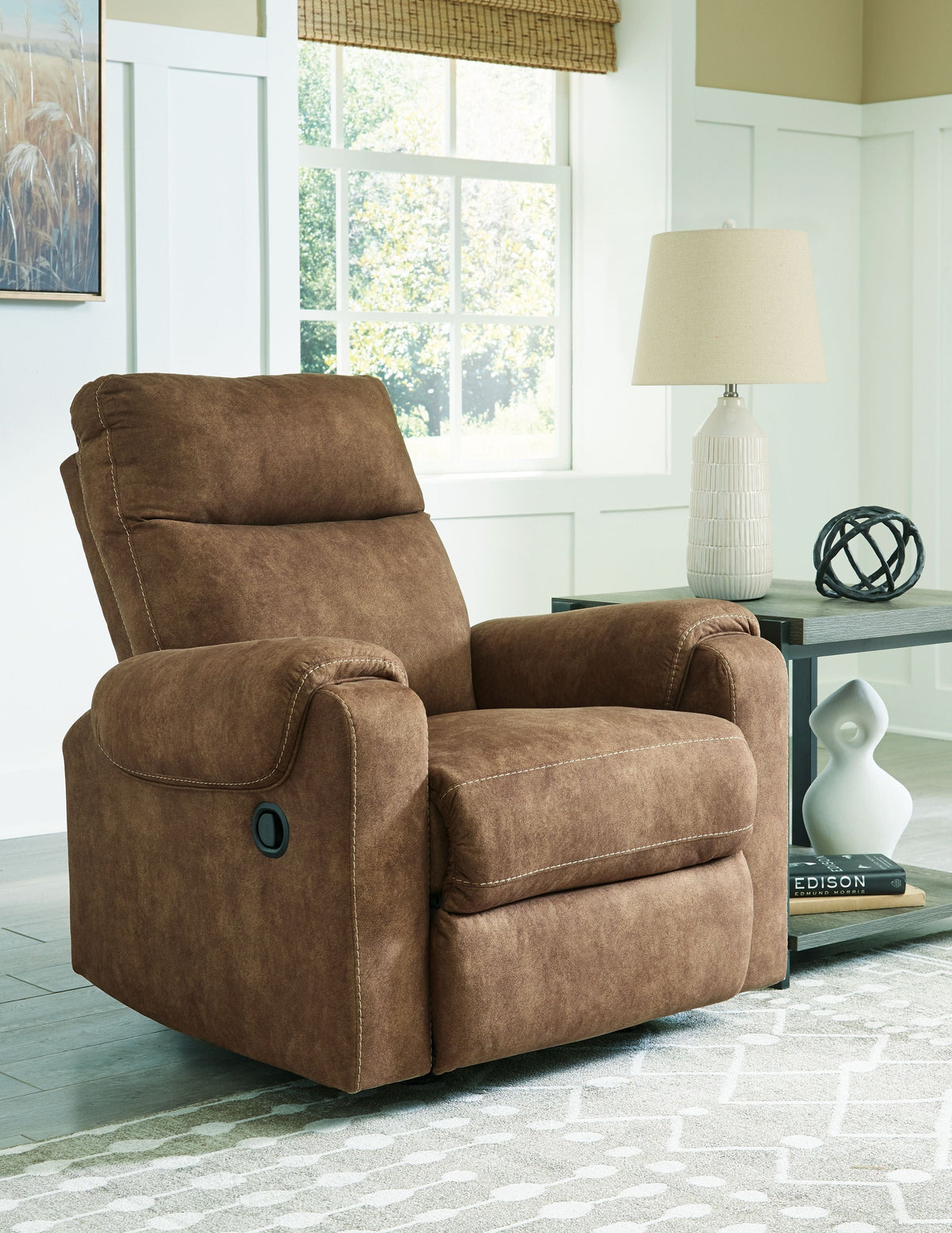 Edenwold Rocker Recliner Rocker Chair | 39 x 40 x 40 in | Faux Leather & Metal | Brindle