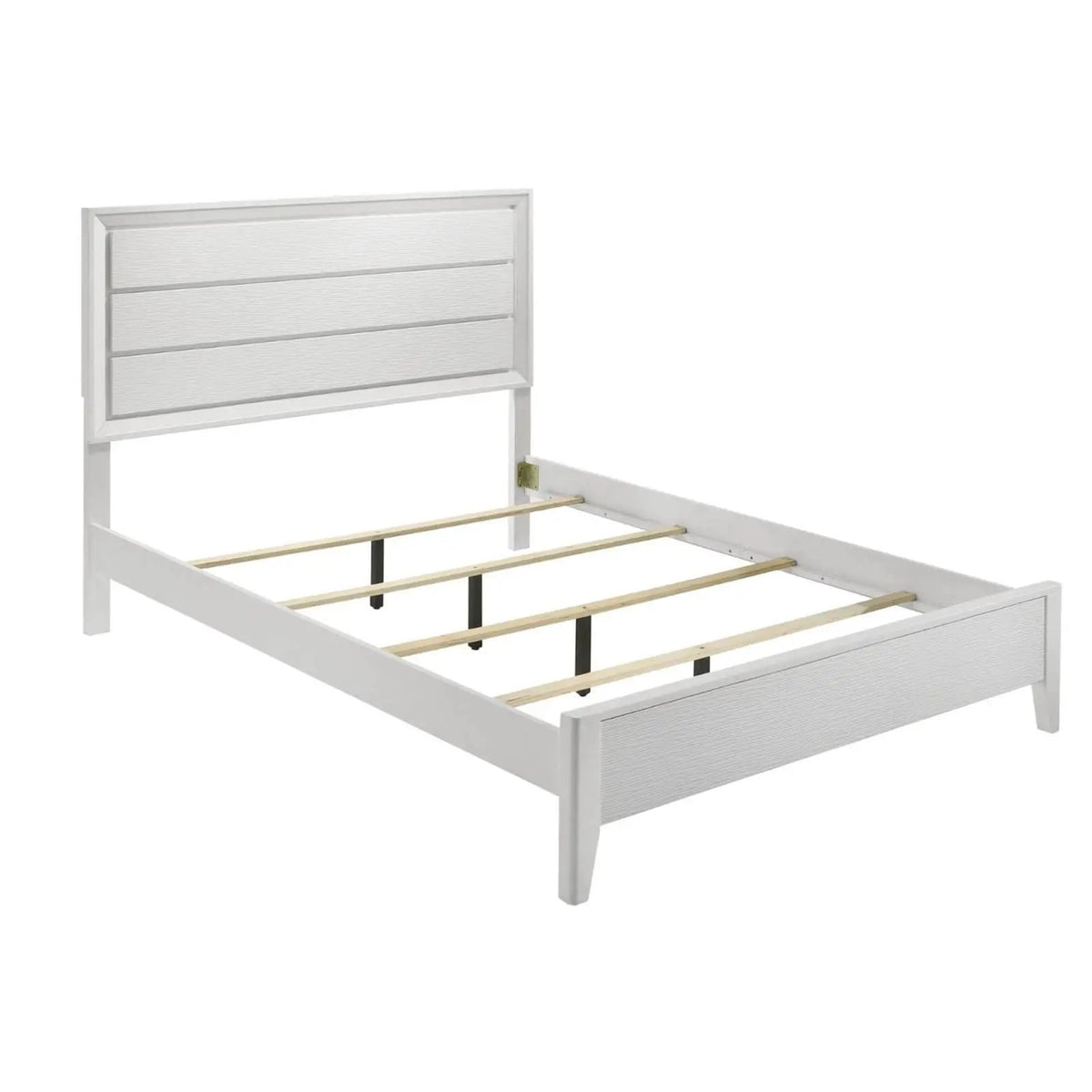 Modern Bed Frame | Wave Texture Headboard | Angled Legs | Solid Wood Construction