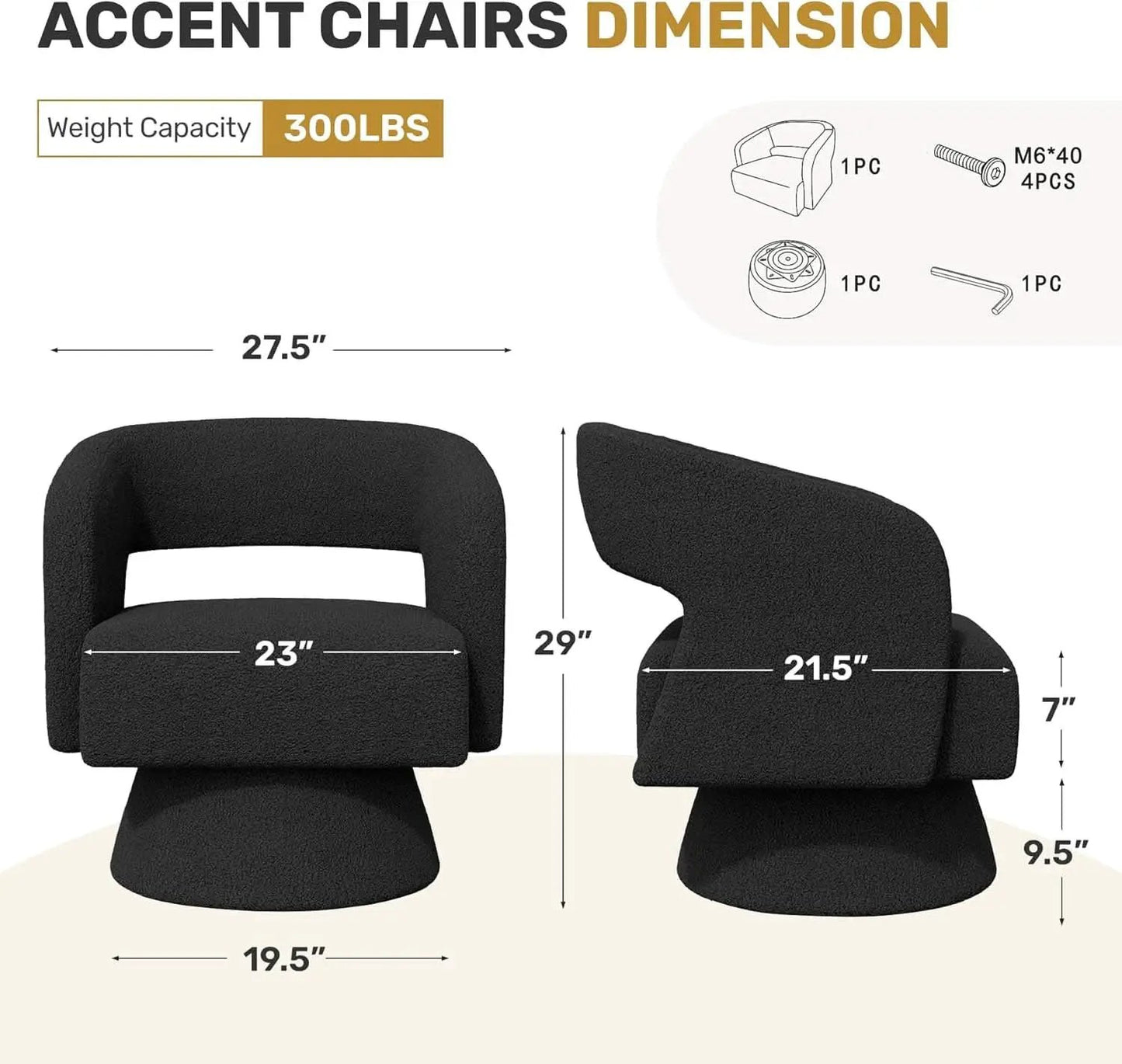 Black ThreeSixty 360 Swivel Armchair Premium Collection from PriceLows™