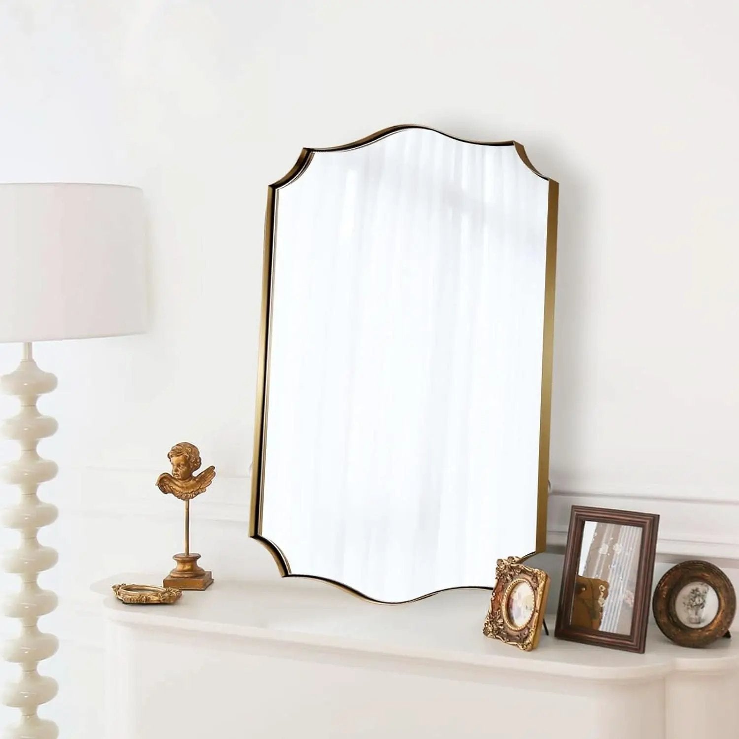 Stainless Steel Wall Mount Vanity Mirror 22x30 Asymmetrical Frame from PriceLows™