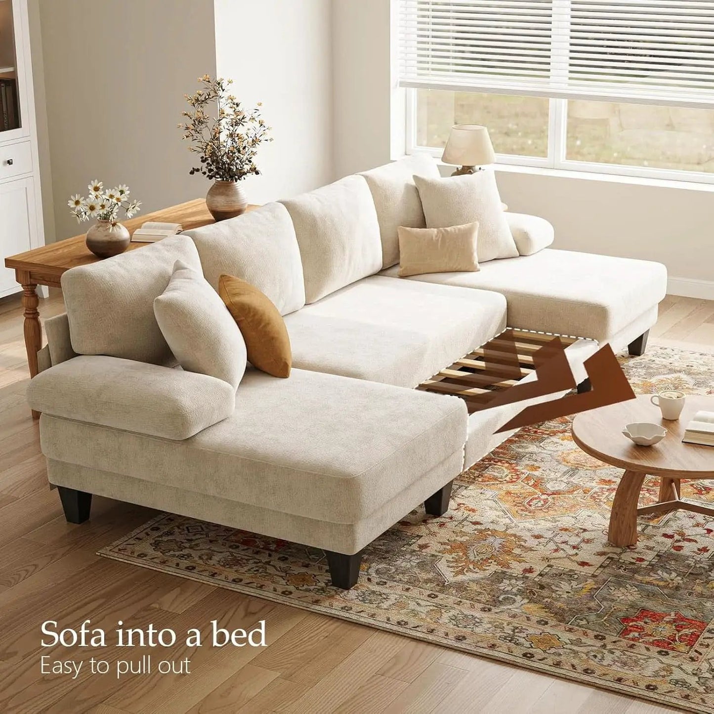 Sleeper Sofa Bed 112Inches PullOut LivingRoom Comfort from PriceLows™