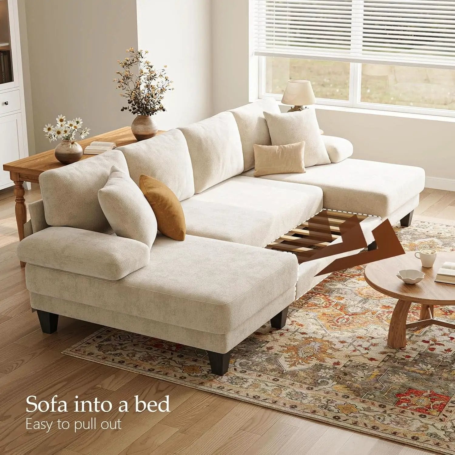 Sleeper Sofa Bed 112Inches PullOut LivingRoom Comfort from PriceLows™