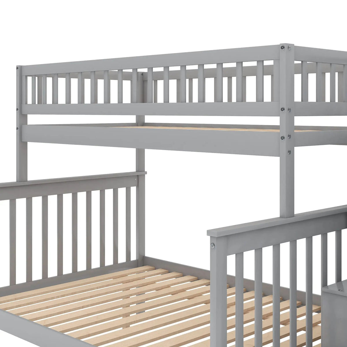 Twin Over Full Bunk Bed | Built In Staircase | Steel Frame