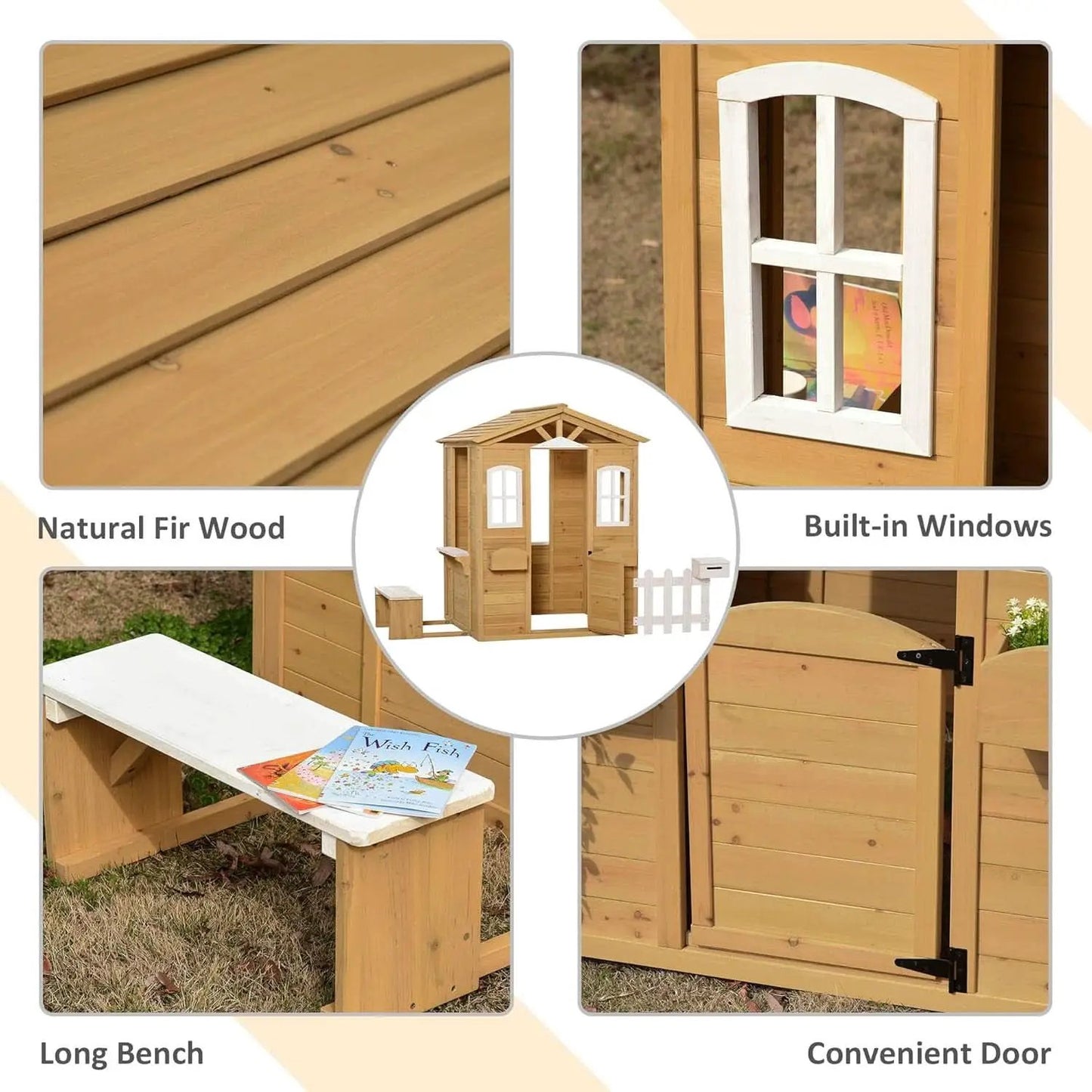 Kids Outdoor Wood Playhouse With Working Door And Windows from PriceLows™