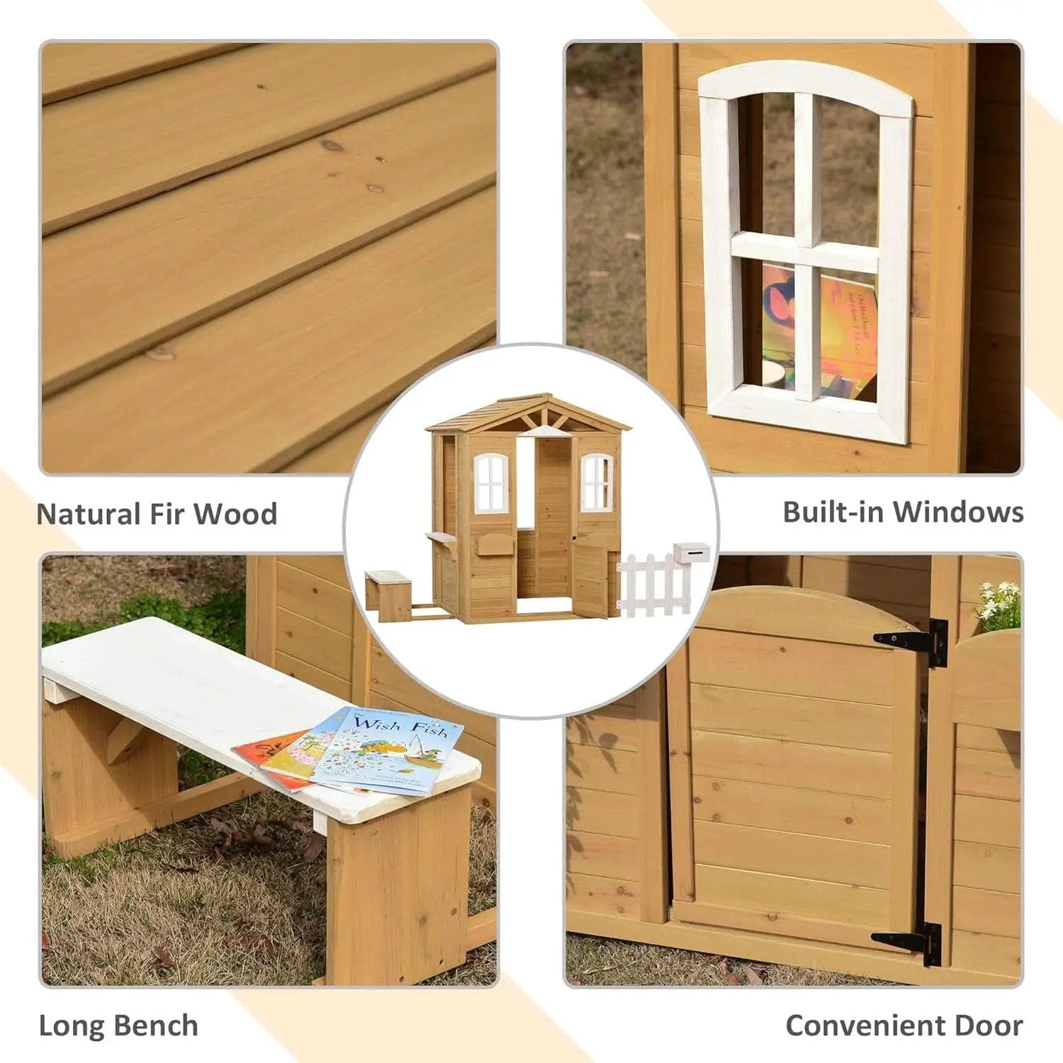 Kids Outdoor Wood Playhouse With Working Door And Windows from PriceLows™