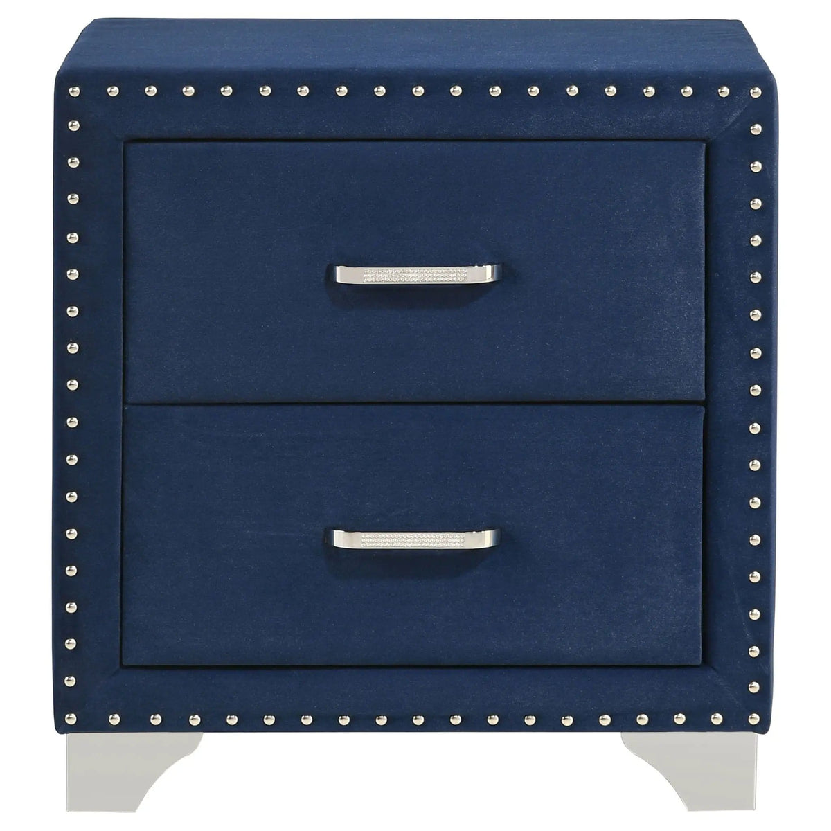 Melody Upholstered 2-drawer Nightstand Pacific | 24 x 19.5 x 25.5 in | Velvet & Metal | Blue