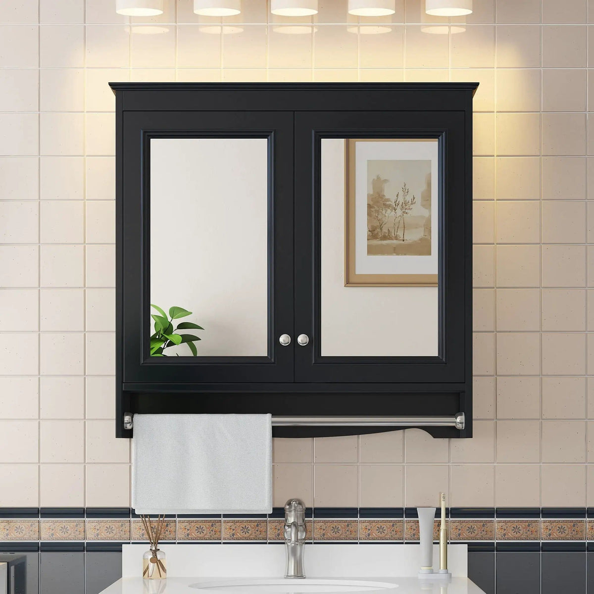 Modern Wall-Mounted Mirror Cabinet With Adjustable Shelves, Soft-Close Doors | 2 Pieces | Home Furniture | Home