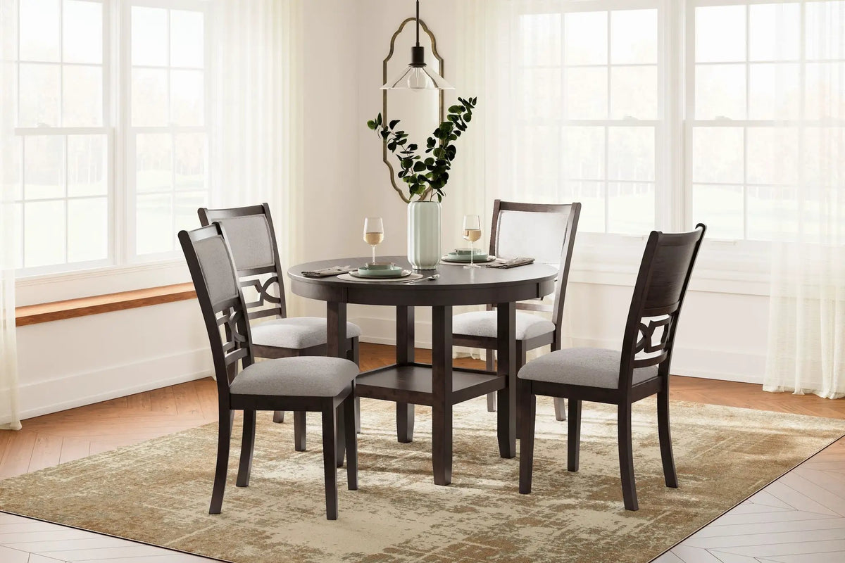 Langwest Dining Table Set | 5-Piece | Brown Finish | 42 Inch Square Table