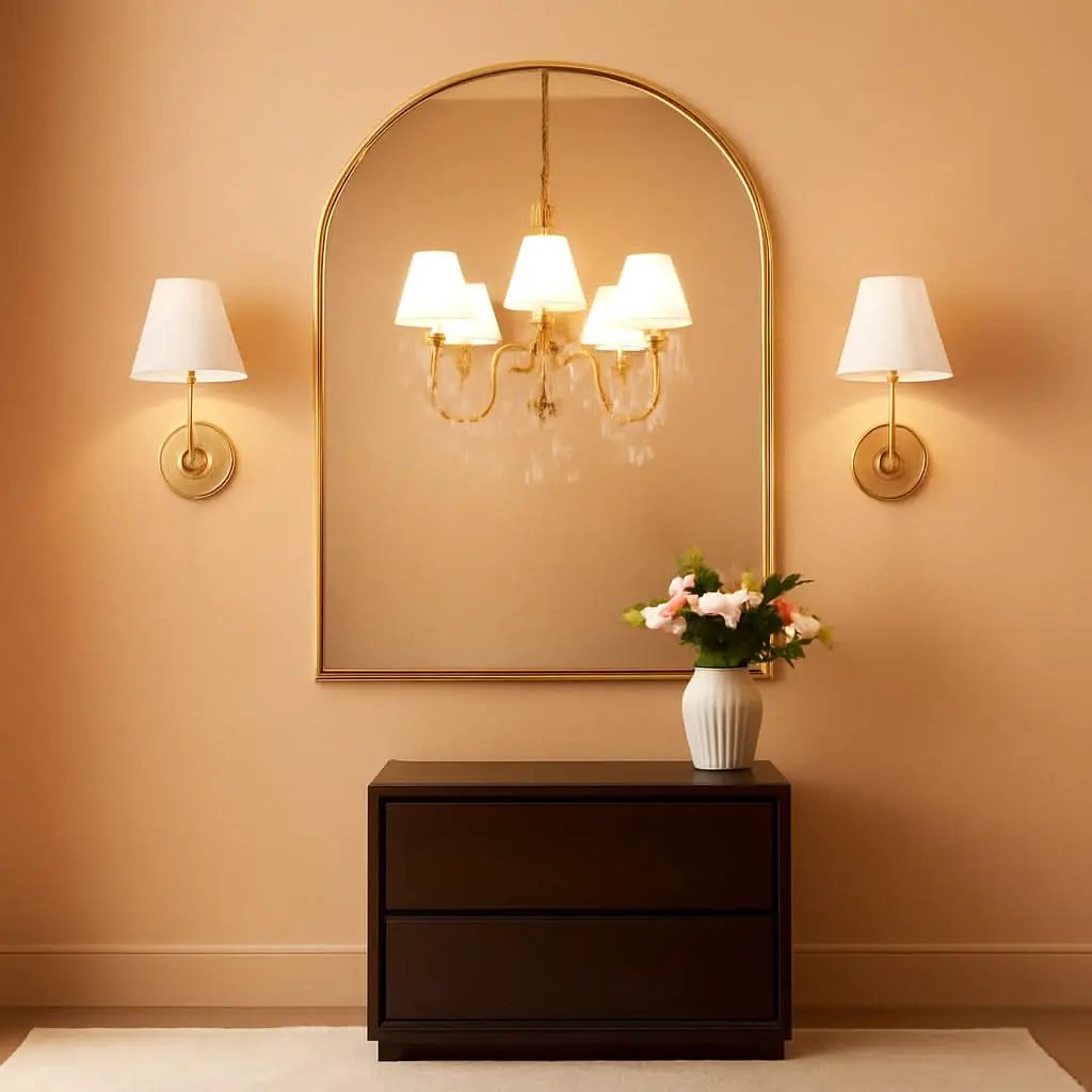 24x36 Arched Gold Bathroom Wall Mount Mirror Metal Frame from PriceLows™