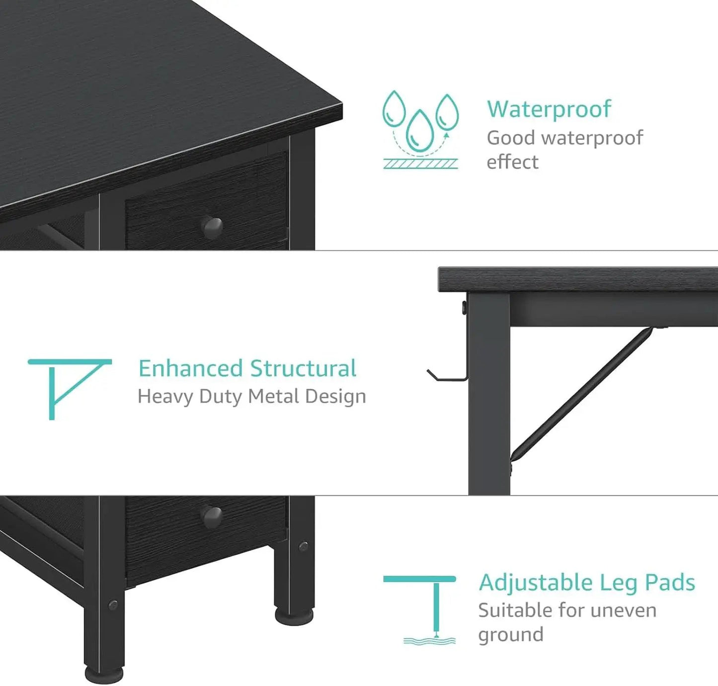 40 Inch Small Gaming Desk With Fabric Drawers Black from PriceLows™