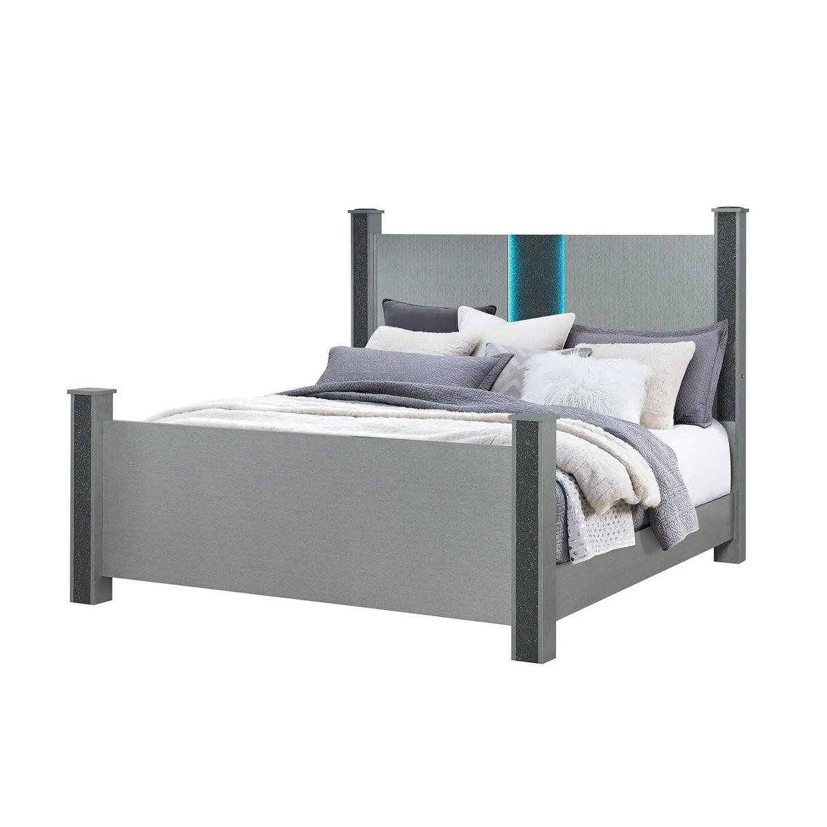 Lorenzo Poster Bed | Integrated Speakers | Glittered Detailing | Solid Wood Construction