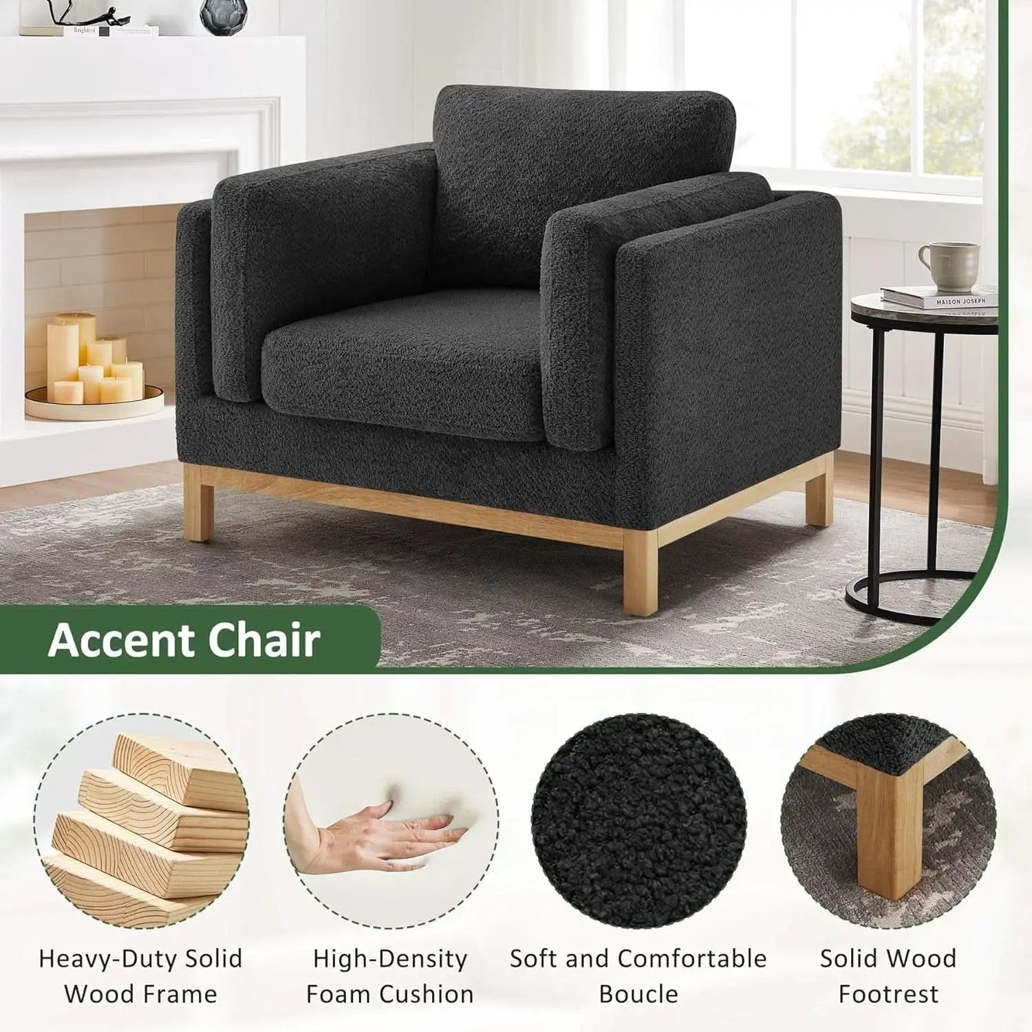 Oversized Accent Chair Dark Grey Upholstered Armchair from PriceLows™