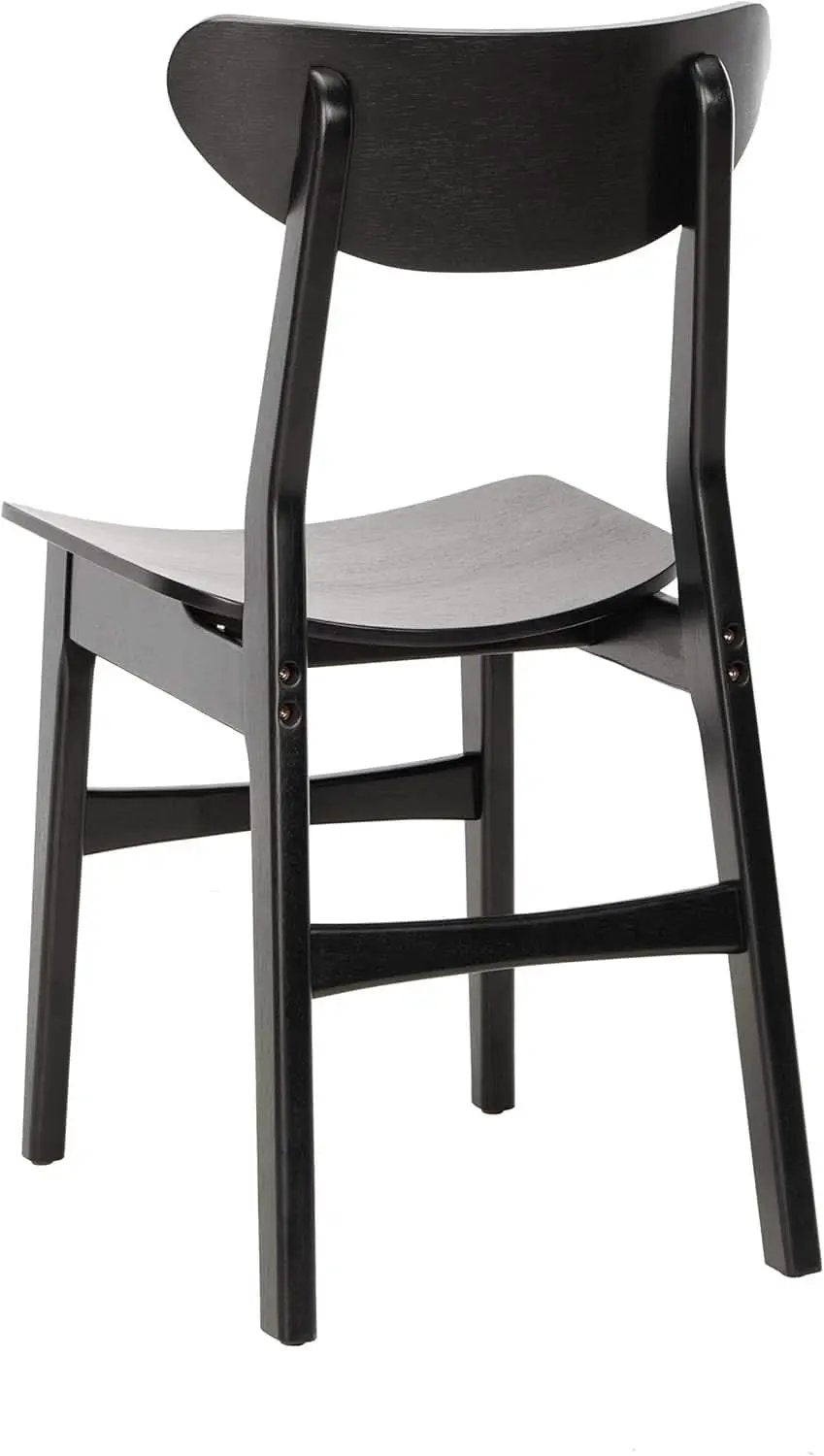 Retro Black Wood Dining Chair Set Of 2 For Home Dining from PriceLows™