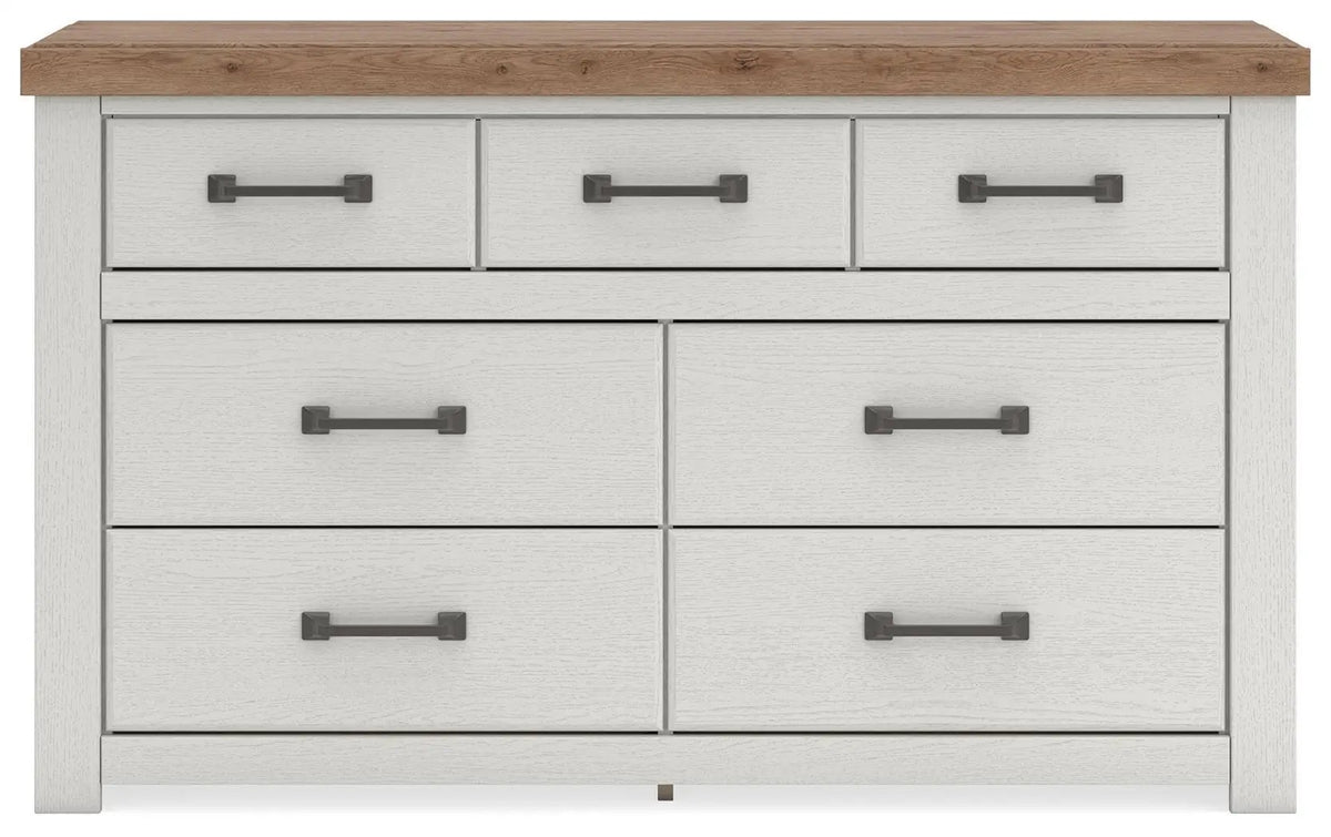 Farmhouse Dresser | White Oak Finish | Dark Brass Handles