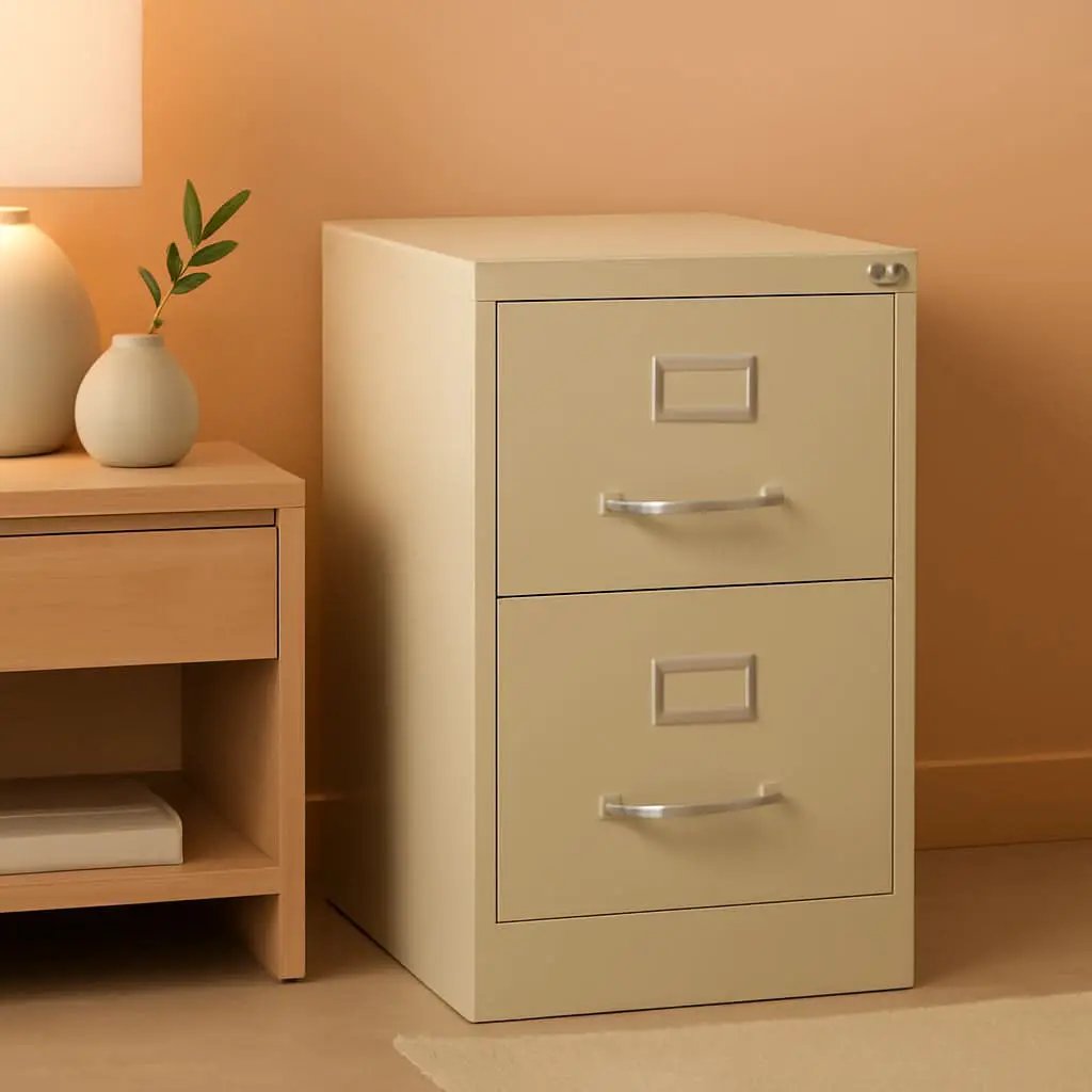 2-Drawer Vertical Beige Metal Filing Cabinet Lockable 28.38-Inch For Home Office Letter Size Pre-Assembled from PriceLows™