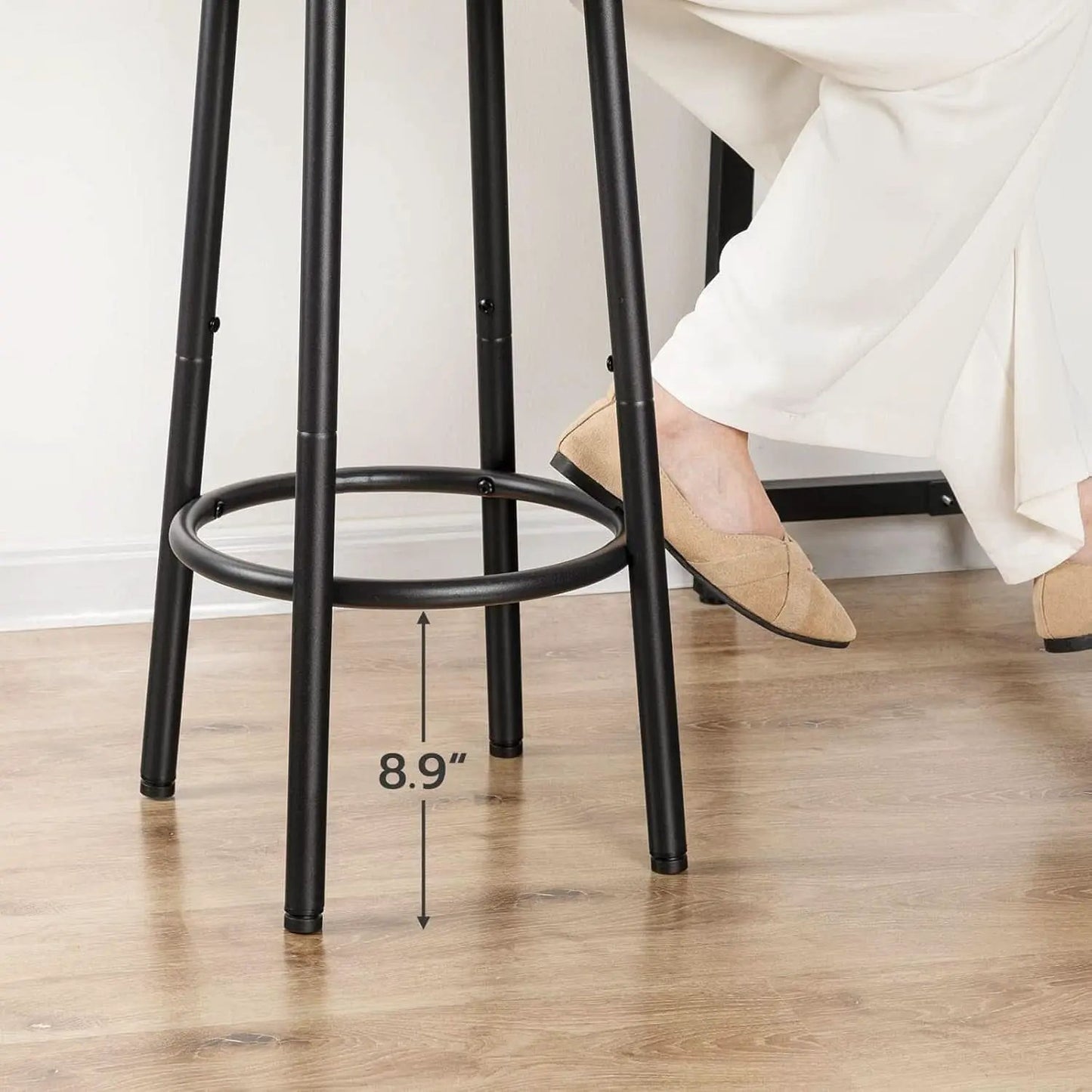 Greige Bar Stools Set Of 2 11.8 Inch Square Seats With Footrest from PriceLows™