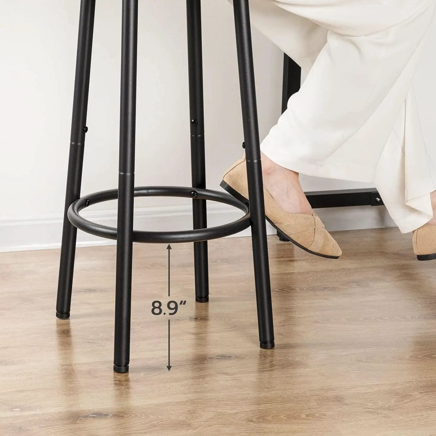 Greige Bar Stools Set Of 2 11.8 Inch Square Seats With Footrest from PriceLows™