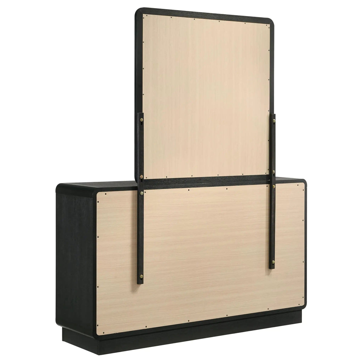 Cavelle 6-drawer Dresser and Mirror | 58.5 x 16.75 x 71.75 in | Brass | Black