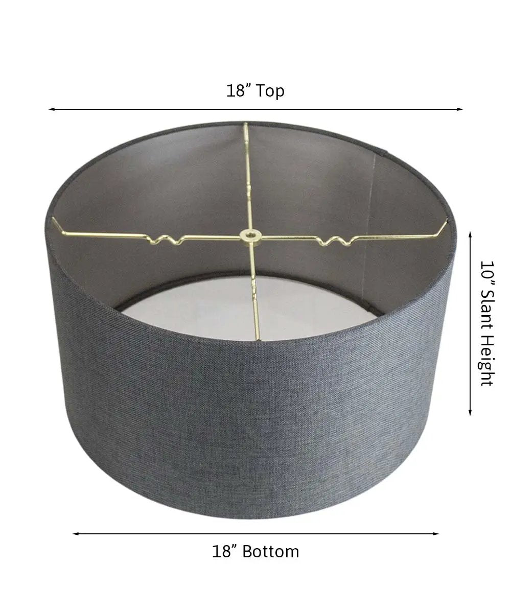 Drum Lampshade | Granite Grey Shantung | 18 X 10 Inch