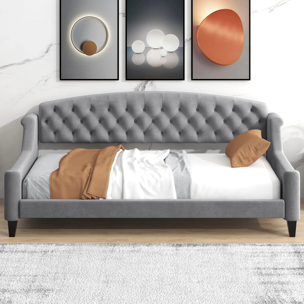 Tufted Button Daybed | Modern Design | Reinforced Slats | Solid Legs
