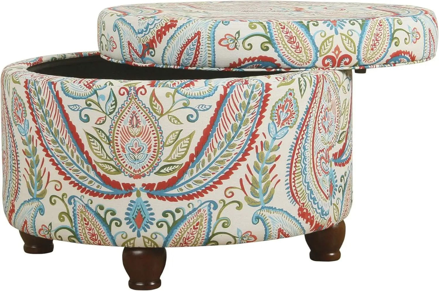Large Upholstered Round Storage Ottoman Living Room from PriceLows™