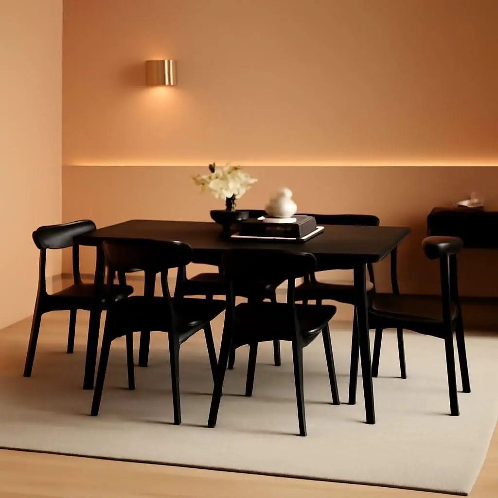 70 Inch Black Solid Oak Dining Table For 6 To 8 People from PriceLows™