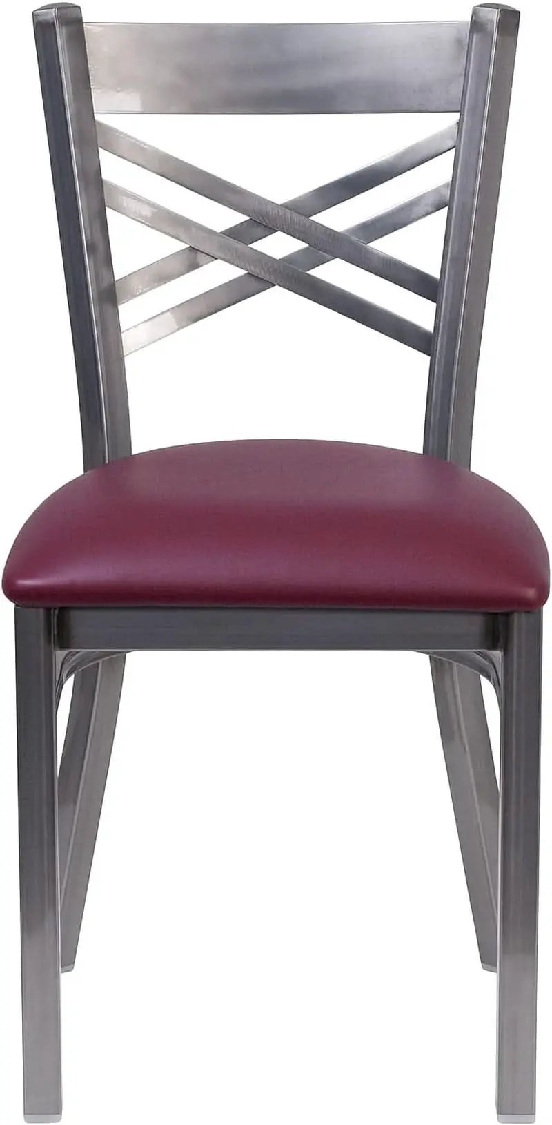 Two Pack Hercules Burgundy Vinyl X Back Metal Dining Chairs For Restaurant Bar And Home Use from PriceLows™