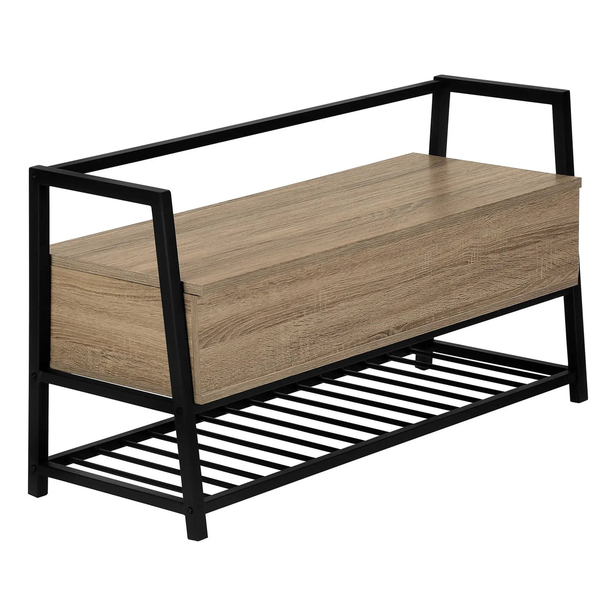 Flip-Top Storage Bench | Shoe Rack Combination | Contemporary Wood-Look Finish | 42 Inch Length