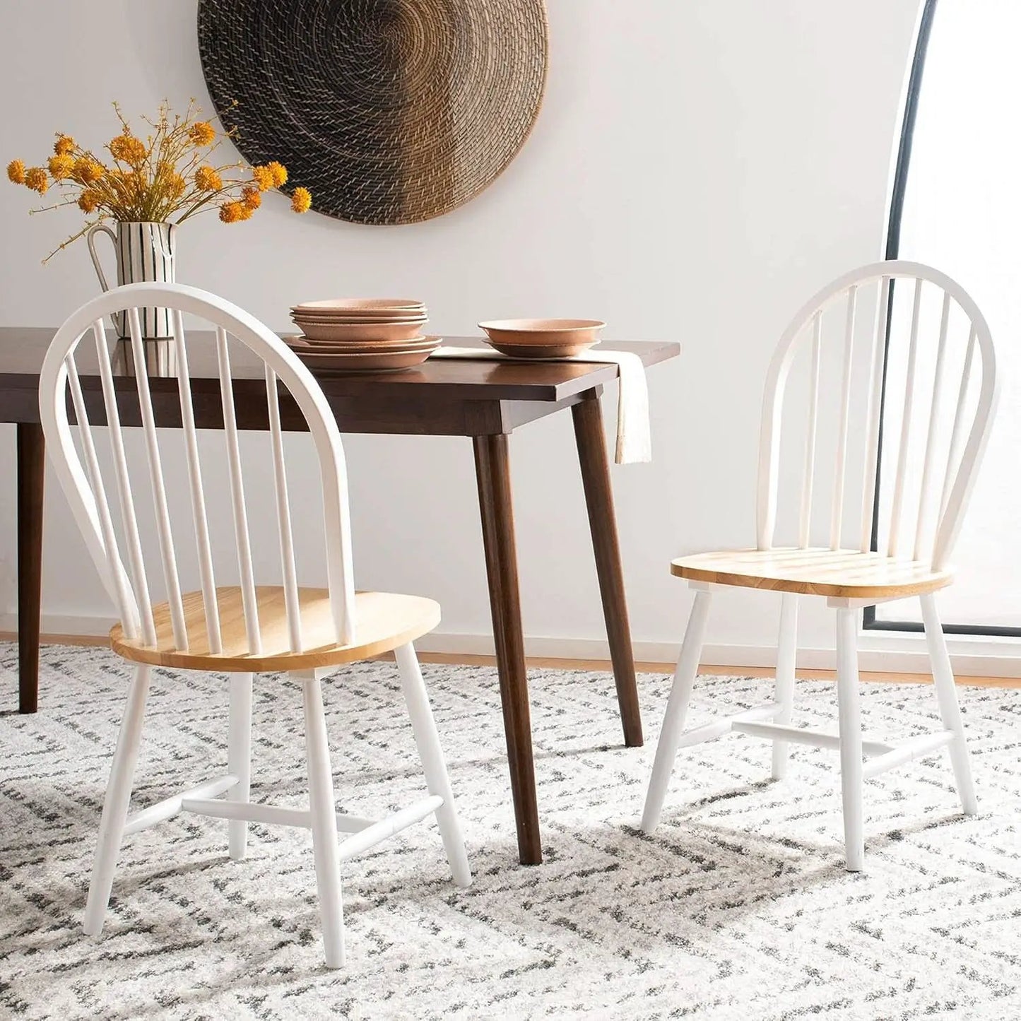 Farmhouse 18 Inch Black Spindle Back Dining Chairs Set Of 2 from PriceLows™