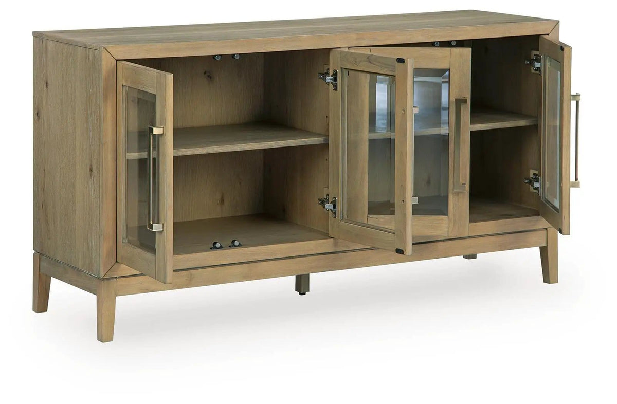 Lasinger Dining Room Server | 60 x 18 x 32 in | Oak Veneer & Mdf | Light Brown