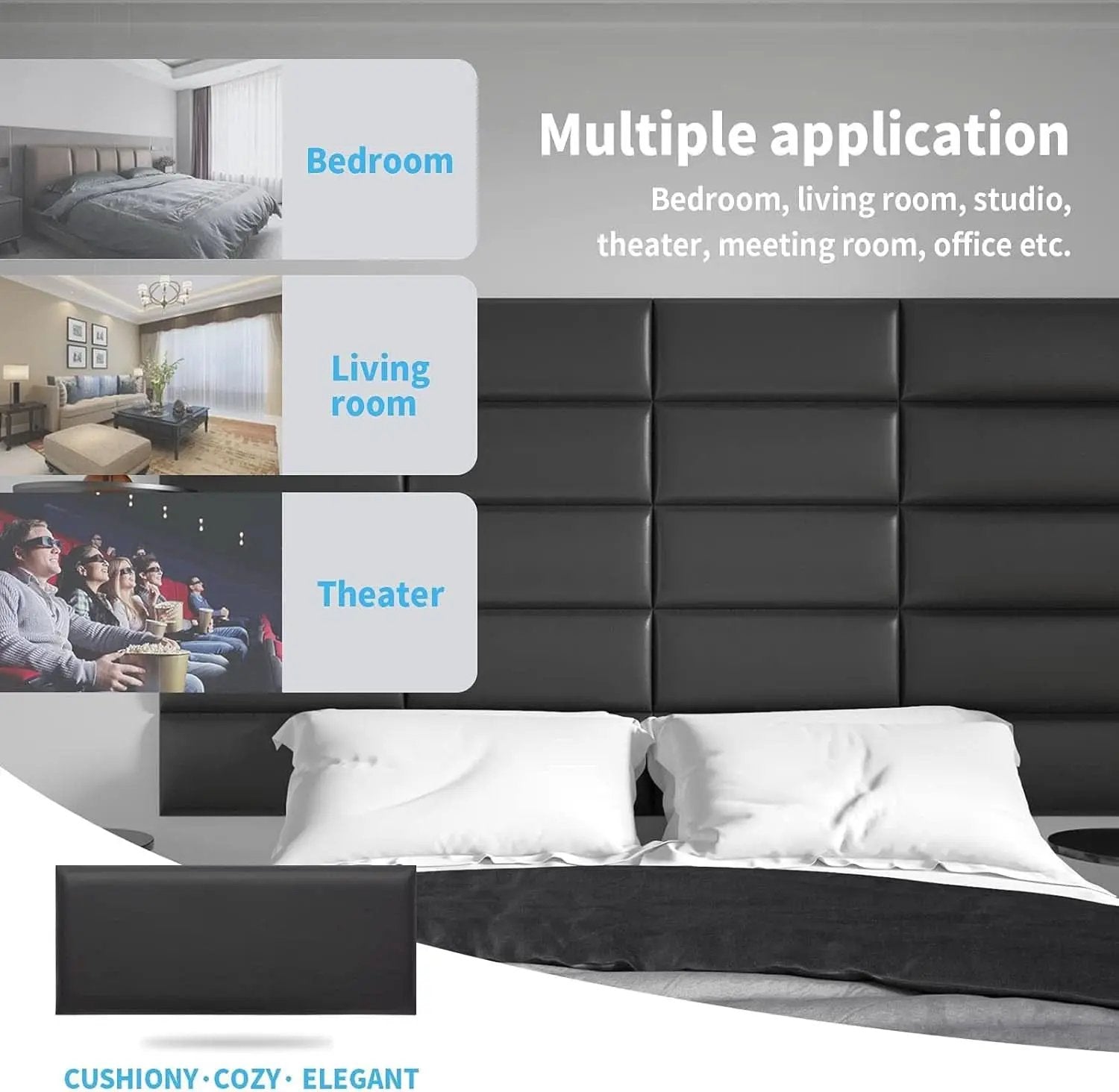 Peel And Stick Upholstered Headboard Wall Panels 12-Pack from PriceLows™