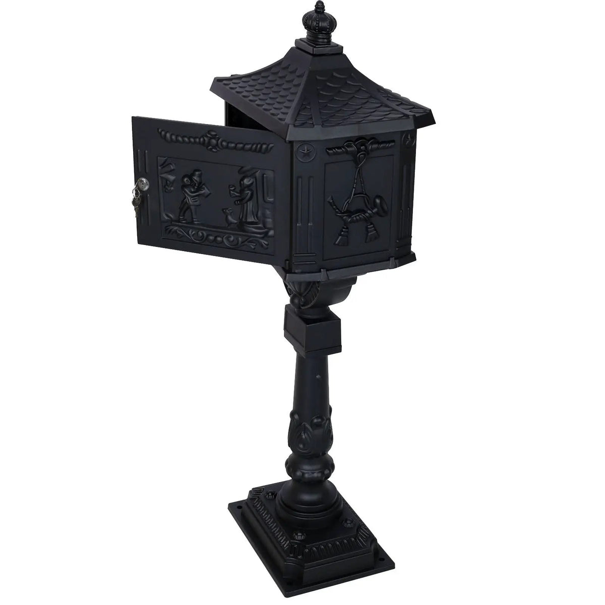 Cast Aluminum Mailbox | 45.5 Inch Height | Spacious Interior | Postal Box Design