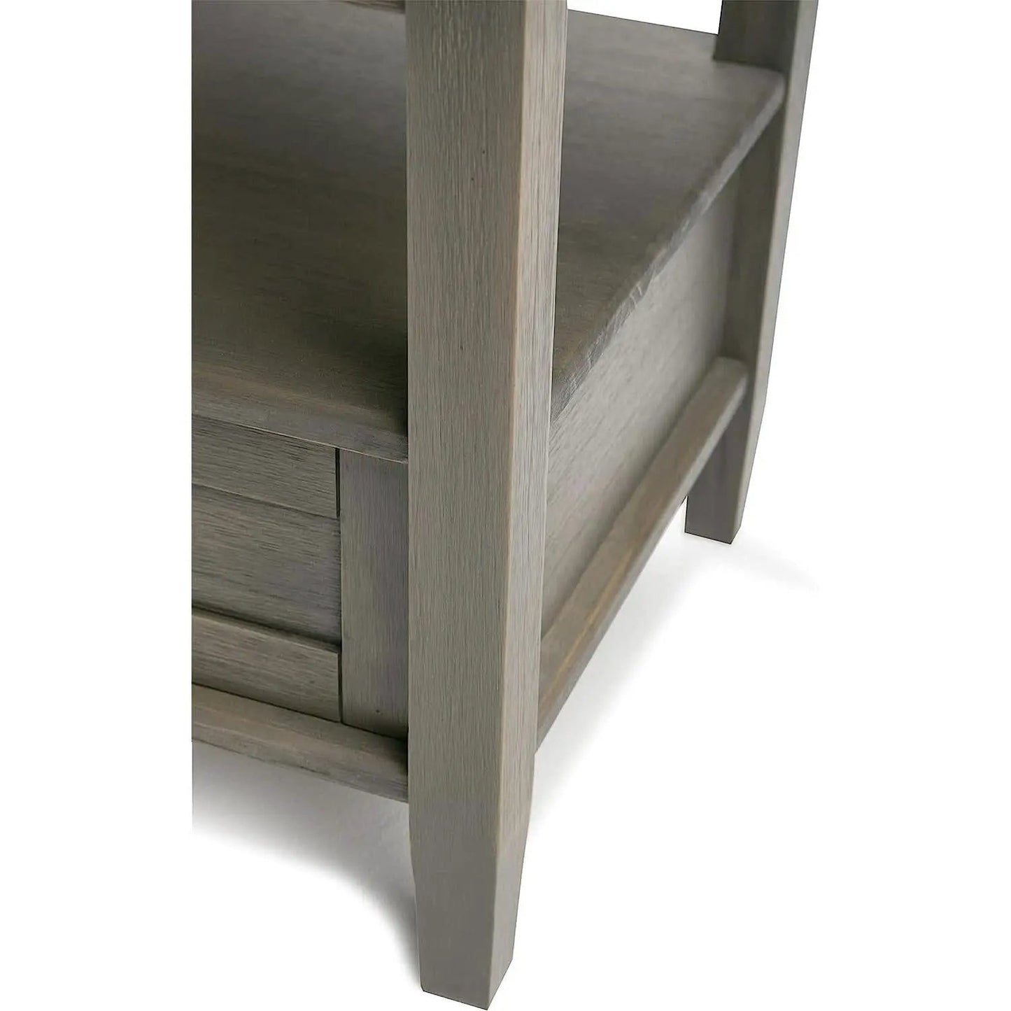 Solid Wood Rectangle End Table With Drawer Farmhouse Grey from PriceLows™
