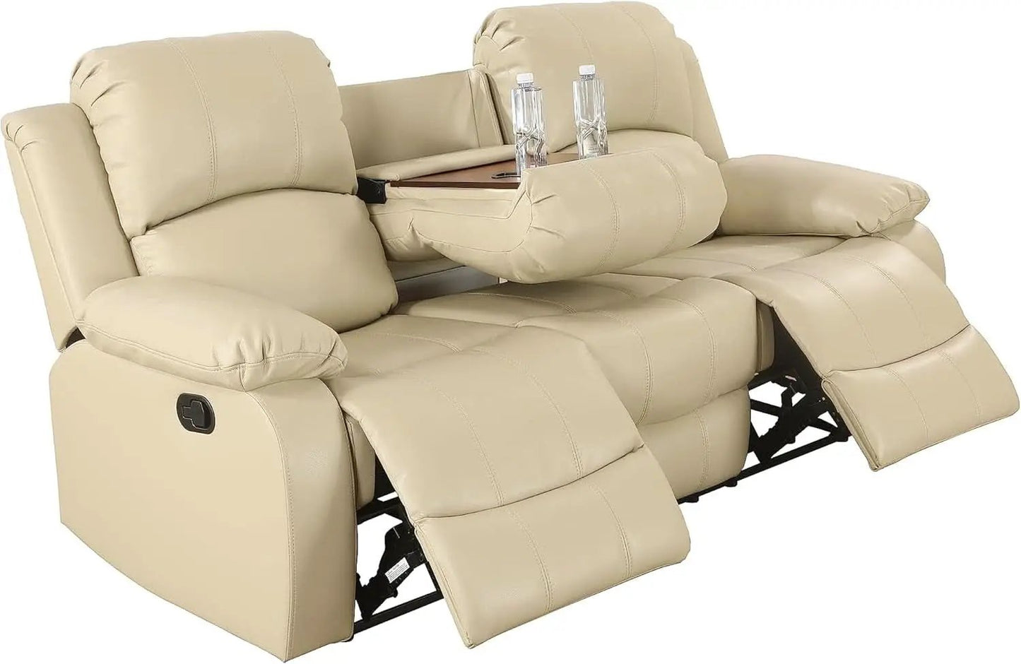 Beige 3 Piece Manual Recliner Sofa Set With Cup Holders from PriceLows™