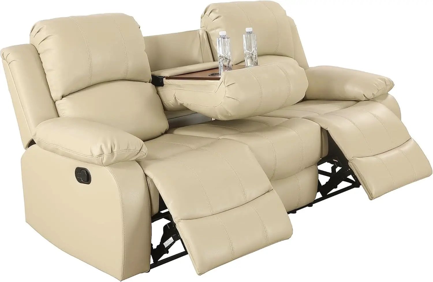 Beige 3 Piece Manual Recliner Sofa Set With Cup Holders from PriceLows™
