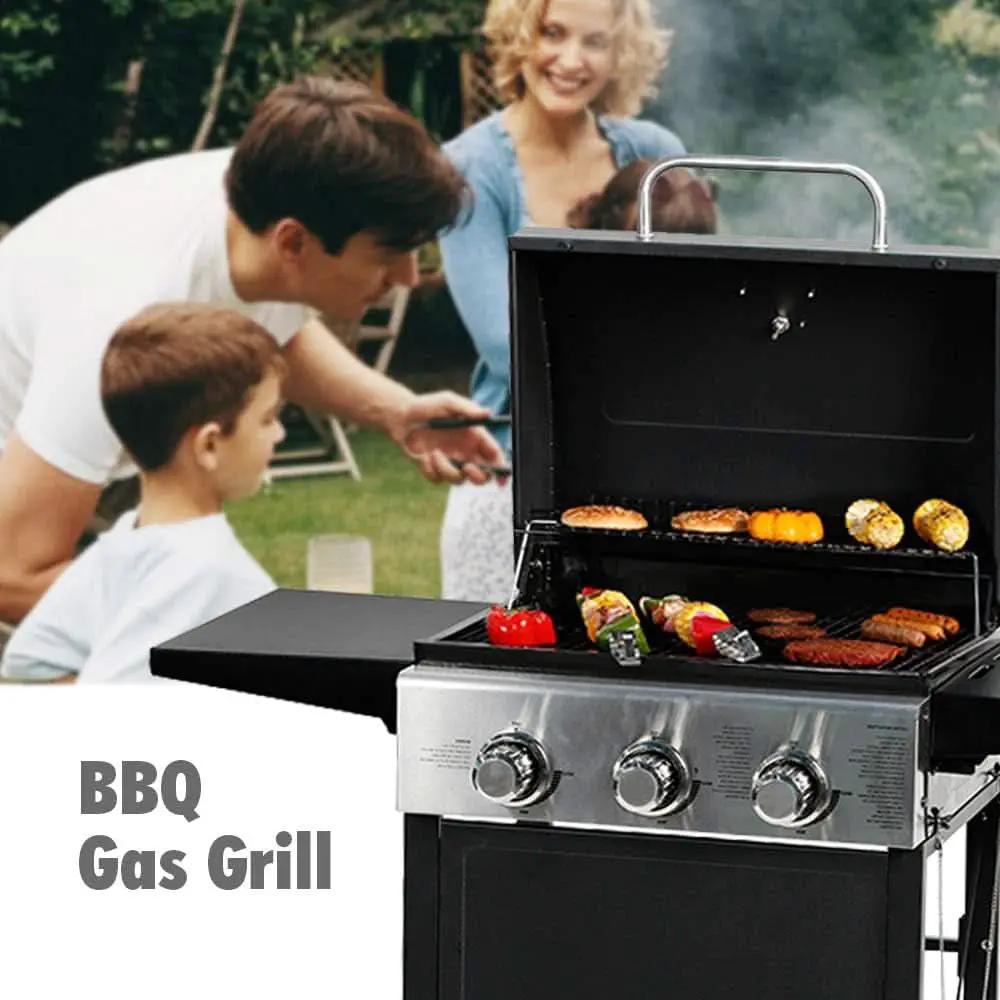 3-Burner Propane Gas Grill With Foldable Side Shelves 30,000 BTU Stainless Steel Outdoor Grill from PriceLows™