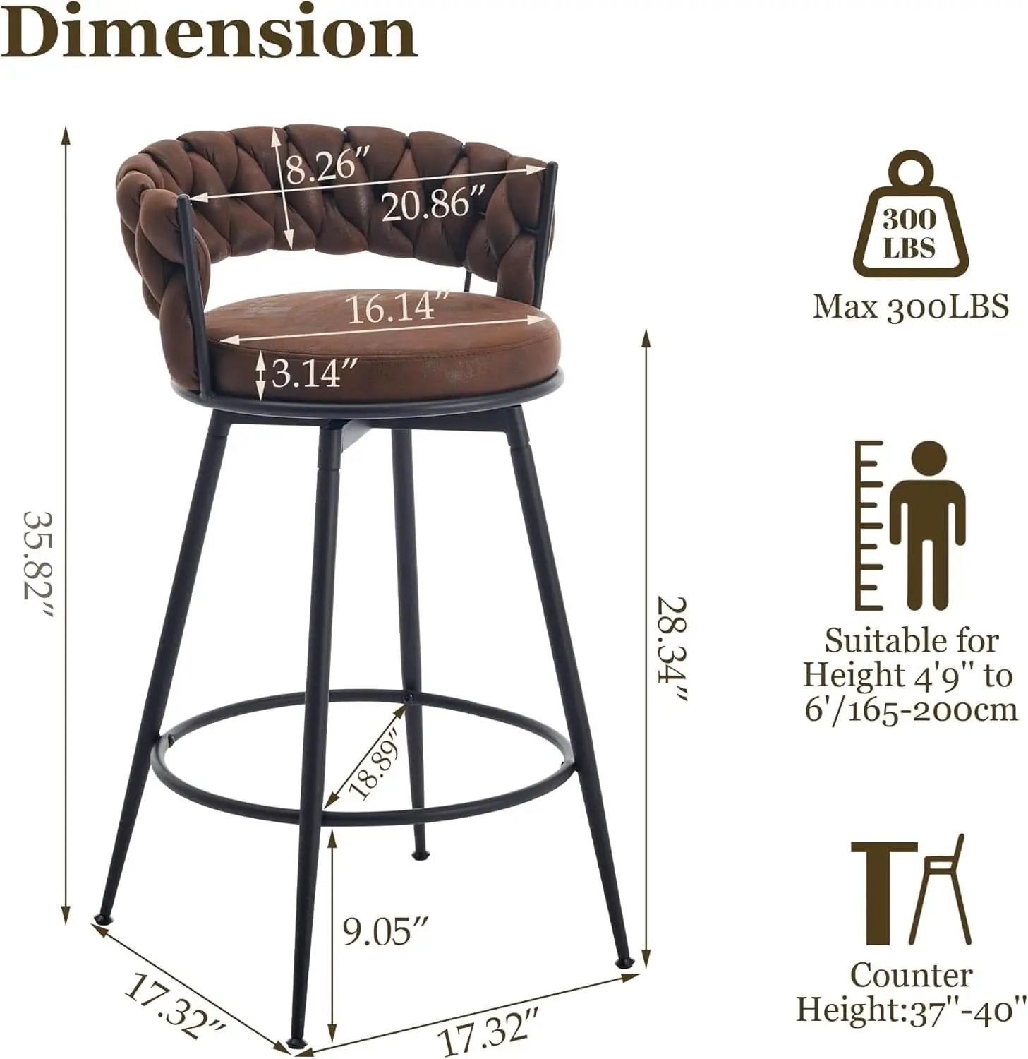 Modern Swivel Bar Stools Set of Two Stylish Design from PriceLows™