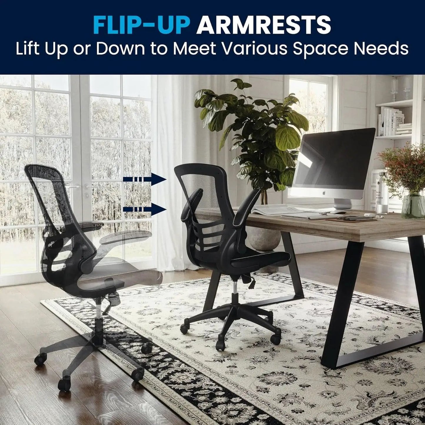 Kelista Mid-Back Ergonomic Office Chair With Adjustable Height, Black from PriceLows™