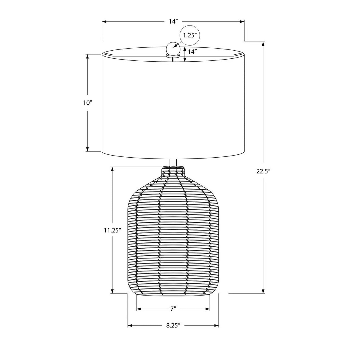 Rattan Table Lamp | Textured Rattan Base | 22.5 Inch Height | 3-Way Dimmable Lighting
