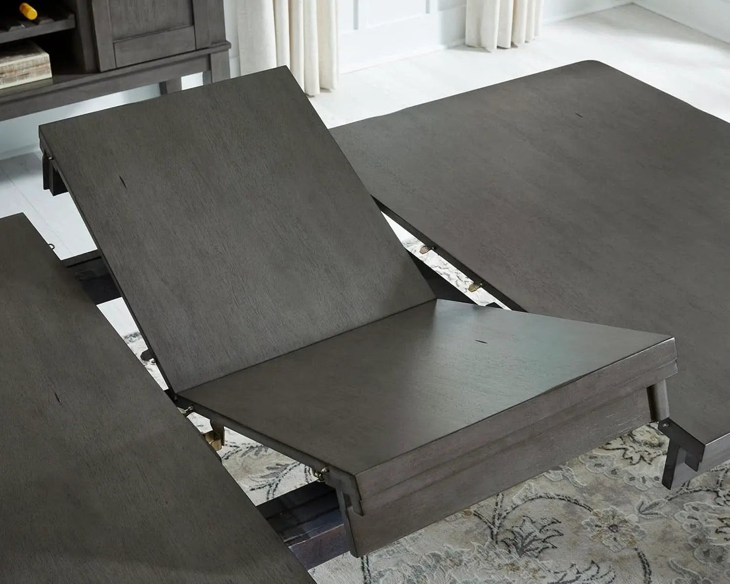Hallanden Modern Farmhouse Butterfly Extension Dining Table Dark Gray from PriceLows™
