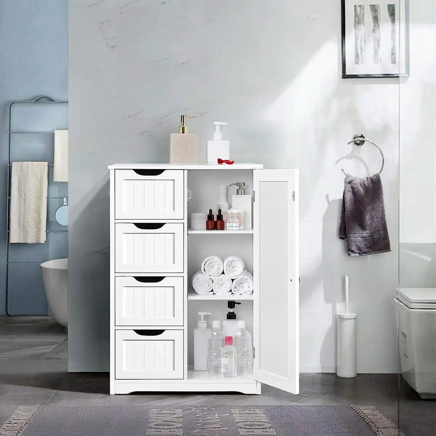 White Floor Cabinet With Four Drawers For Entryway Use from PriceLows™