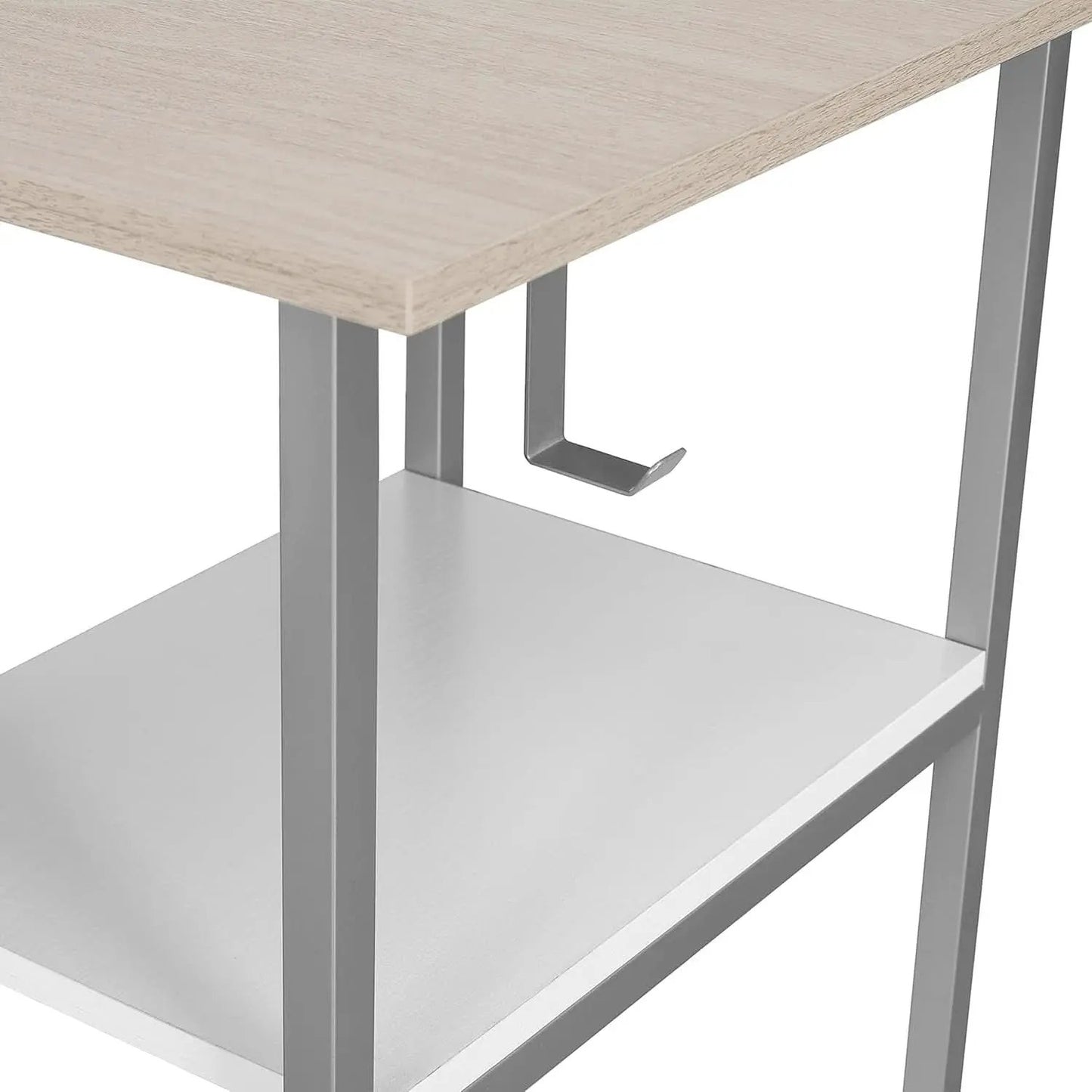 L Shaped Desk Two Toned With Drawers And Open Shelf Home Office from PriceLows™